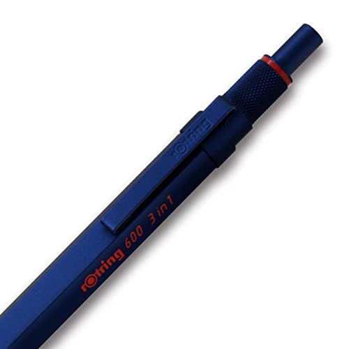 rOtring 2159367 Rottling Multifunction Pen 600 Iron Blue 3 in 1 Ballpoint Pen 2 Colors (Red & Black) & Mechanical Pencils in Gift Box