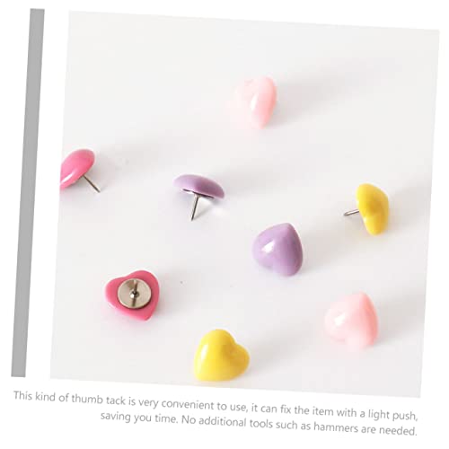 Color Poster 32 Pcs Colored Love Pins Tacks Decorative Pushpins Portable Push Pin Bulletin Board Decorations Cute Thumbtacks Thumb Tacks Maps Push Office Accessories Heart Metal (Random Colorx