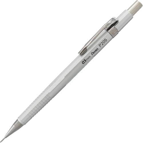 Pentel Sharp Mechanical Pencil, (0.5mm), Metallic Silver Barrel, Box of 12 (P205Z)