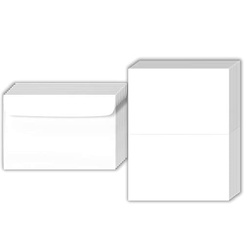 Big Blank Scored Folding Cards Set – 8.5 x 11” White Cardstock and 6 x 9” Envelopes | Perfect for Business Greetings, Invitations, Bridal Shower, Birthday, Weddings | Bulk 50 Cards and 50 Envelopes
