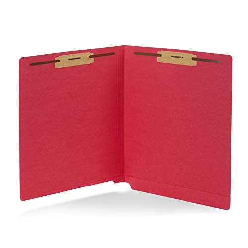 Blue Summit Supplies 50 Red End Tab Fastener File Folders, Letter Size