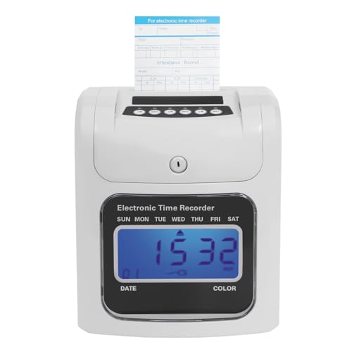 trggvvrt Electronic Calculating Time Clock, Starter Time Clock Bundle with 50 Cards and 1 Security Key, Employees in/Out Time Tracker, Small Business Punch Pack Bundle, Up to 50 Employees
