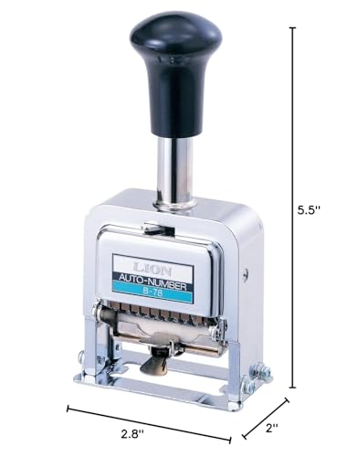 Lion Pro-Line Heavy-Duty Automatic Numbering Machine, 8-Wheel, 1 Numbering Machine (B-78)