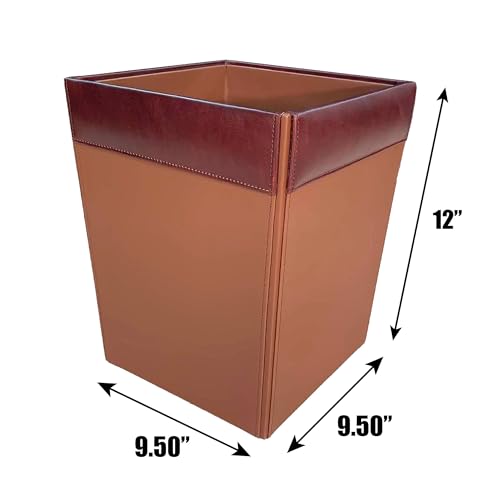 Dacasso Mocha Leather Waste Basket