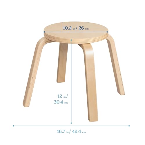 ECR4Kids Bentwood Stackable Stools, 12in Seat Height, 6-Piece, Natural