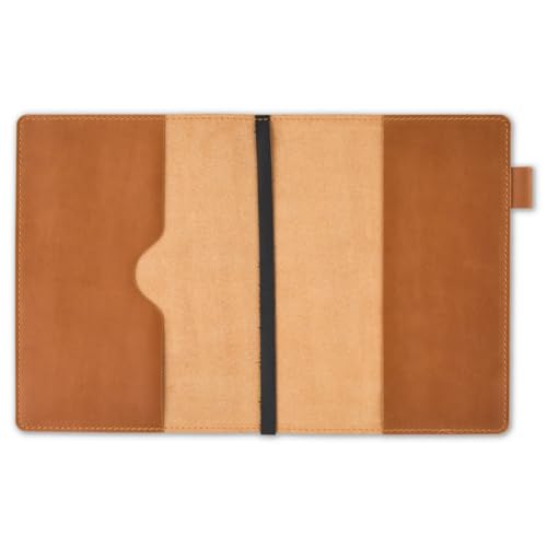 ROVA Full Grain Leather Notebook Journal Cover - Hand Crafted in the USA - Fits Moleskine XL (9.75" x 7.5") - Lay Flat Design with Pen Loop - Whiskey