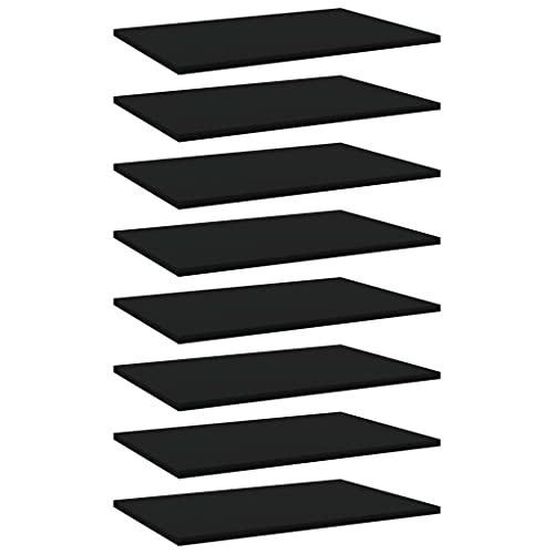 TUERYAFEK Black Engineered Wood Shelf Set of 8, 23.6x15.7x0.6 in Bookshelf Boards, Matte Finish for Living Room, Kitchen, or Office Storage