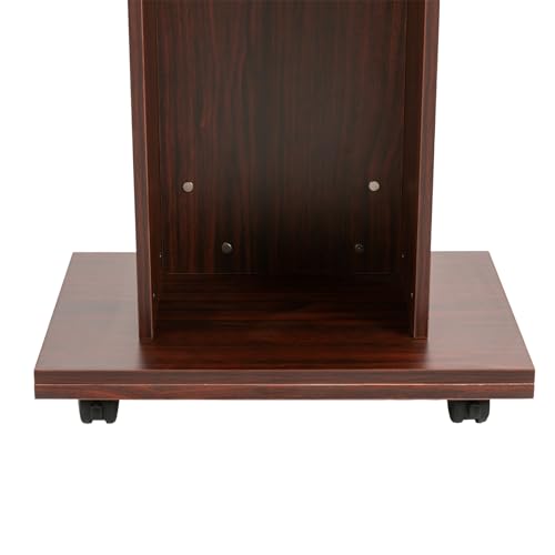 Jiabailie 43.3" Height Rolling Podium,3-Tier Movable Desk Lectern W/ 4 Wheels,Conference Presentation Stand,Portable Presentation Standing for Classroom (Brown)