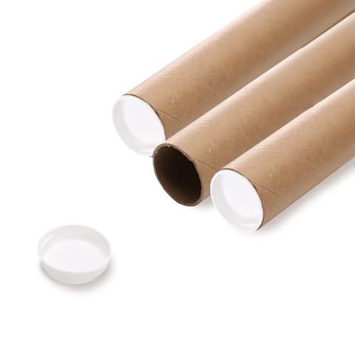 The Boxery Brown/Kraft Shipping, Storage, Posters, Arts, Crafts, Documents, Mailing Tubes 2 inch x48 inch - 50 PACK, Made in the USA, Reusable and Recyclable