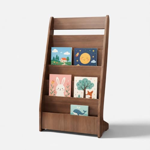 Quvex 5-Tier Magazine Rack, 35.4" Tall Curved Wooden Display Stand