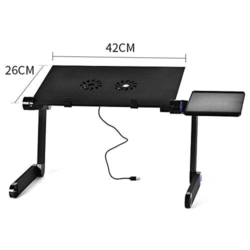 No/Brand Portable Adjustable Aluminum Laptop Desk Foldable Portable Laptop Desk, Adjustable, Bed, Table with Cooling Fan, for Bed and Sofa