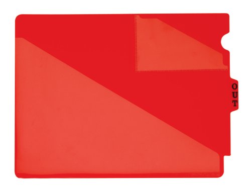 Globe-Weis End Tab Vinyl Out Guides, 1/5 Cut Center Tab, Letter Size, Red, 50 Guides Per Box (71960)
