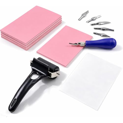 Raxmolo Linoleum Blocks Included Art Linocut Kit for Printmaking, Rubber Stamp Carving& Printing Kit for Beginners and Artists Afor