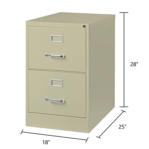 Pemberly Row 2 Drawers 28.38" Vertical Beige Metal Filing Cabinet Lockable Pre-Assembled Stationary Legal Size for Home, Office