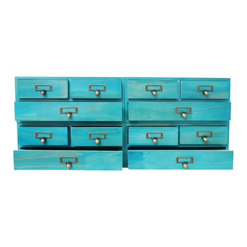 Namiose Apothecary Cabinet, 4 Pack Wooden Desktop Drawer Organizer (Blue)