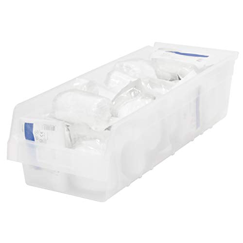 Akro-Mils 30084 Plastic Nesting ShelfMax Storage Bin Box, (24-Inch x 8-Inch x 6-Inch), Clear, (6-Pack)