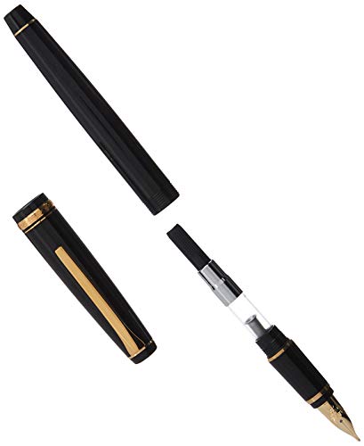 PILOT Namiki Falcon Collection Fountain Pen, Black Barrel with Gold Accents, Soft Broad Nib (60352)