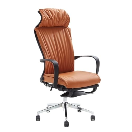 AEYSD-456 Chair Back Support Ergonomic Chair with Head Pillow Leather Office Chairs Adjustable and Rotating Comfortable High Backrest(Orange)