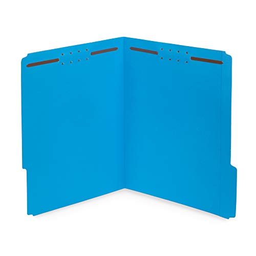 Blue Summit Supplies 50 Fastener File Folders, 1/3 Top Tab, Blue
