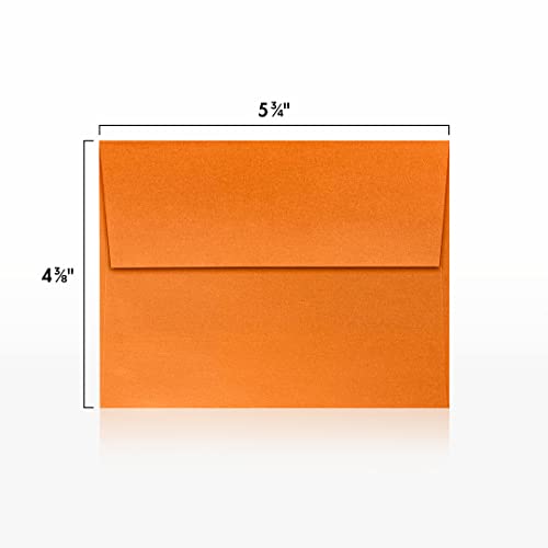 LUXPaper A2 Invitation Envelopes | Peel & Press | 4 3/8" x 5 3/4" | Flame Orange Metallic | 80lb. Text | 1,000 Qty