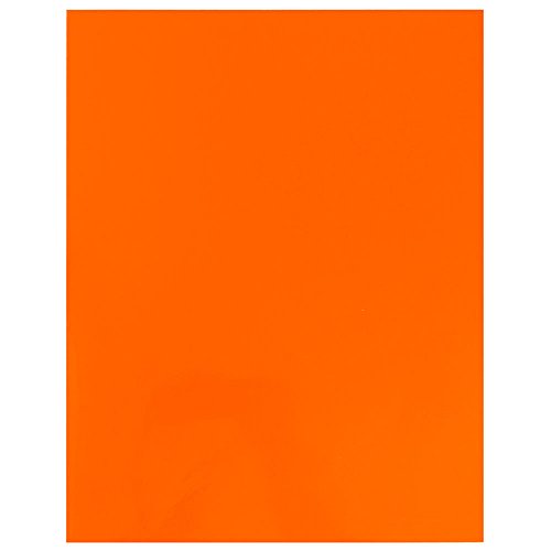 JAM PAPER Laminated Two Pocket Glossy School Folders - Letter Size - High Gloss Orange - Bulk 100/Box