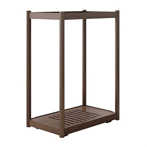VHDY85KA Office 2-Tier PC Tower Stand, Mobile CPU Stand Holder with Invisible Casters Wheels, Wooden Rolling PC Case Floor Stand Fit Most PC Case Accessories(Brown,Small)