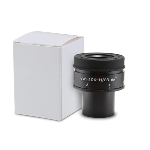 Microscope Accessories Kit 10X-H/23mm 10X/25MM Stereo Microscope Metal Eyepiece Large Field Adjustable for Tube Size 30mm Rubber Lens Hood Microscope Slides(1pc 10x 23mm)