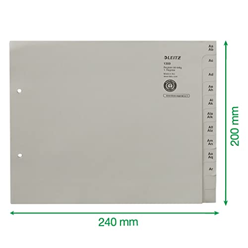 Leitz 13500085 Index Divider Series A - Z A4 Paper for 50 Folders Grey