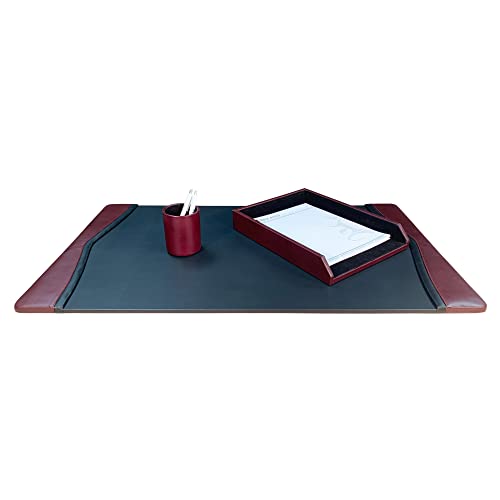 Dacasso Burgundy Leather Desk Set, 3-Piece