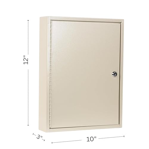 MAXXBUILD Key Storage Cabinet with Lock, 60 Keys Capacity, Wall Mount, Cream Metal (13" W* 3" D*17.5" H)