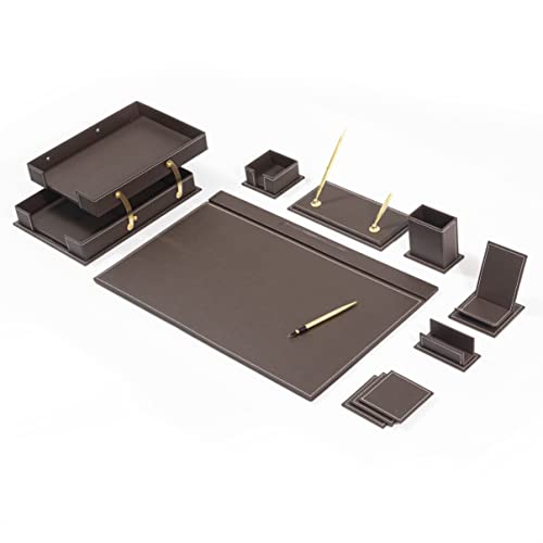 MOOGCO Desk Organizers - Desk Accessories - Leather Desk Organizer - Bonded Leather Set - Office Desk Accessories - Home Office Accessories - Desk Supplies - Leather Desk Set - Office Accessories