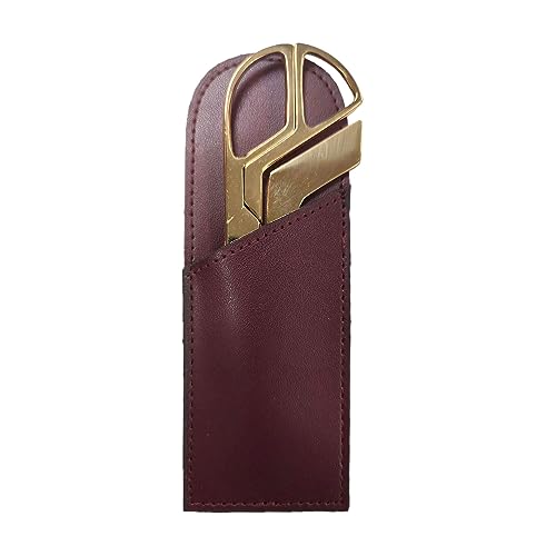 DACASSO Burgundy Bonded Leather Mini Library Set- Made in Italy - Luxury Executive Decor and Office Essential - Gold-Plated Polished Letter Opener and Pair of Scissors.