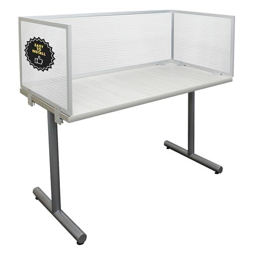 OBEX Polycarbonate Office Desk Mounted Privacy Screen Adjustable Table Top Panel Divider, Universal Aluminum Bracket-USA Made, 24" x 72", Translucent
