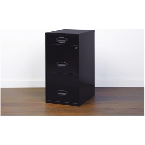 Home Square 3 Drawer Metal Vertical Filing Cabinet Set in Black (Set of 2)