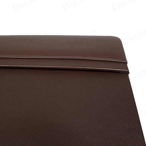 Dacasso 34" x 20" Chocolate Brown Leather Desk Pad with Top Rail - Executive Desk Surface Protector - Luxury Leather Blotter for Writing