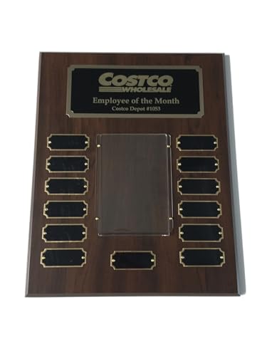 Employee of the Month Plaque with Photo Insert, Recognition Sign (Walnut)