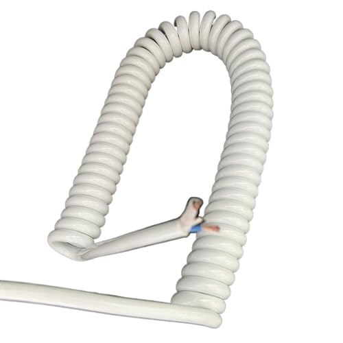 Coiled Mains Flex Curly Spring Cord 2 Core 2.5mm Retractable Power Cable