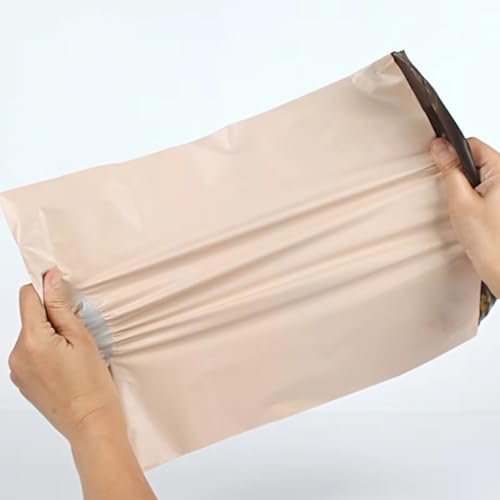 YINUK 50pcs Apricot Plastic Courier Bag Courier Packaging Bag Thickened Garment Waterproof Mailing Bag Self Sealing Envelope Bag(50x70cm)