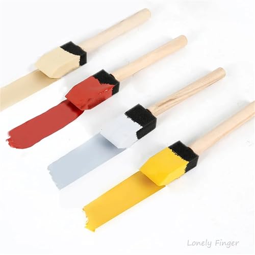 Foam Paintbrushes 100 Pcs Foam Paint Brushes, Sponge for Varnishes, Reusable with Wood Handles