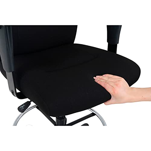 Global Industrial Drafting Stool, Fabric, Black, Adjustable Arms, High Back