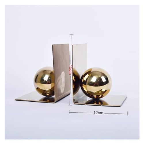 hezhuhe2258 Bookends Bookend Decorative Book Ends for Office Shelves Simple Ball Metal Bookends Heavy Duty Book Stoppers Decor Home School Bookshelf Book Holder