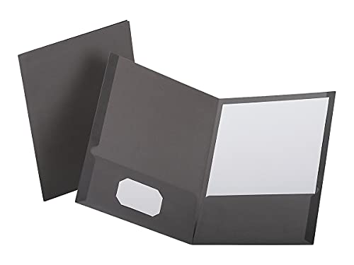 Oxford 53405 Linen Finish Twin Pocket Folders, Letter, Gray, 25/Box
