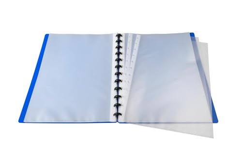 Exacompta - Ref 86362E - Box of 4 Removable Ring Binders with 30 Removable Grained Pockets - 60 Views - for A4 - Size 24.5 x 31 cm - Opaque Hard Cover - Color Blue