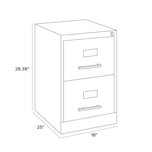 Pemberly Row 2 Drawers 28.38" Vertical Black Metal Filing Cabinet Lockable Pre-Assembled Stationary Legal Size for Home, Office