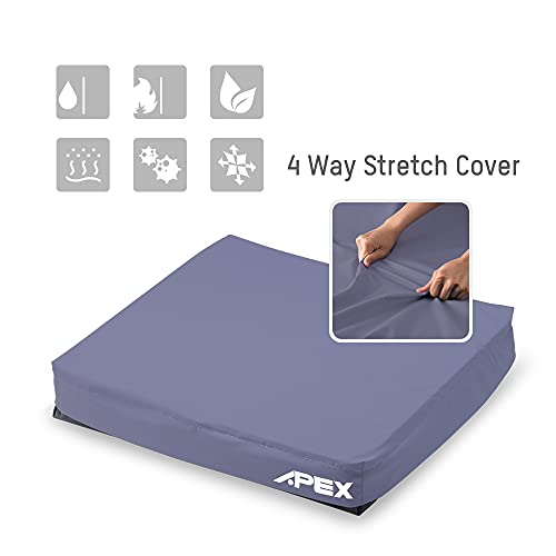 Apex Medical Sedens 500- Alternating Pressure Seat Cushion with Portable Pump – Lower Back & Butt Pain Relief- Fits Wheelchair, Office Chair, Driver Seat - Battery Embedded (17" x 17")