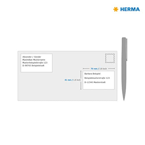 HERMA Self Adhesive Address Mailing Labels, 21 Labels Per A4 Sheet, 4200 Labels for Laser and Inkjet Printers, 70 x 41 mm (4634)