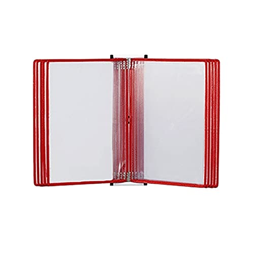 KGDJBGSE Wall Mounted File Folder Holder, Hanging Organizer For A4 Documents, 10 Sleeves Wall Display, Red(Black)