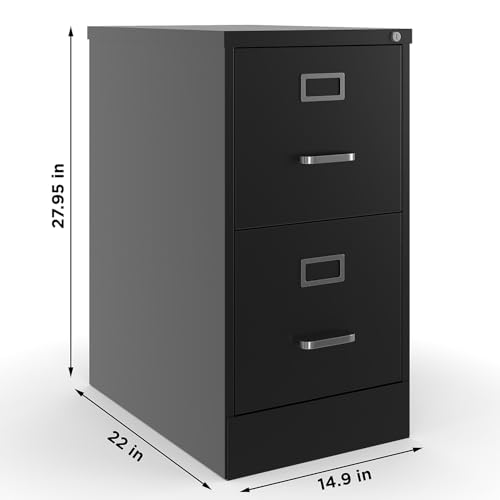 Staples 2-Drawer Vertical File Cabinet, Letter Size, Lockable, Black