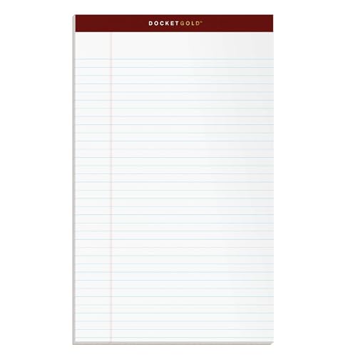 TOPS Docket Gold Writing Pads, 8-1/2" x 14", Legal Rule, White Paper, 50 Sheets, 12 Pack (63990)