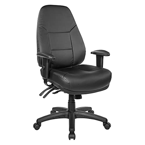 Office Star EC Series Professional Executive Ergonomic High Back Office Chair with Multi Function Control, Padded Contour Seat and Adjustable Padded Arms, Dillon Black
